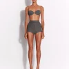 Bra Top in Wool Pinstripe