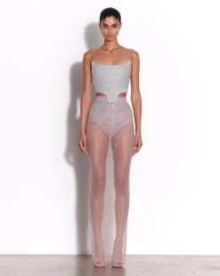 Column Skirt in Crystal Mesh