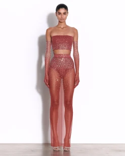 Column Skirt in Crystal Mesh