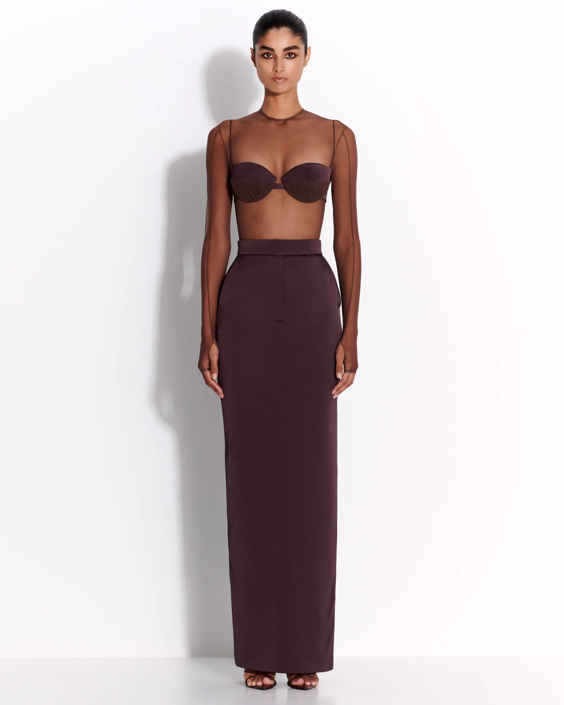 Column Skirt in Satin Crepe
