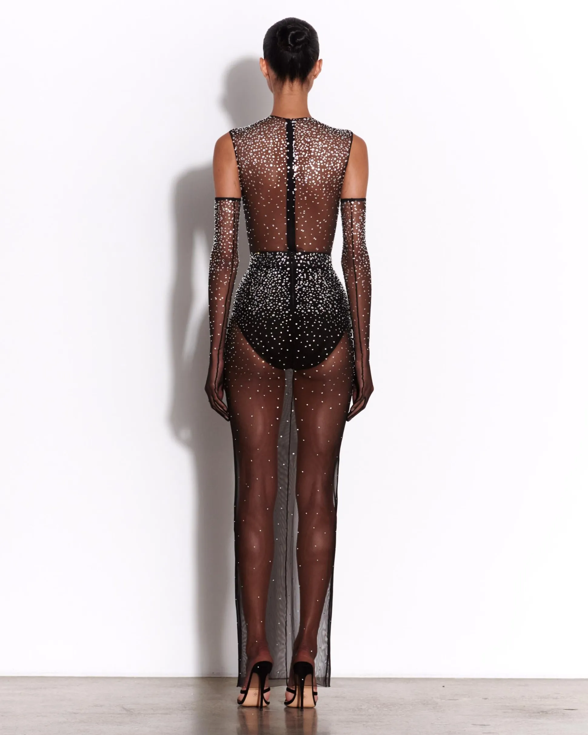 Crew Bodysuit in Crystal Mesh