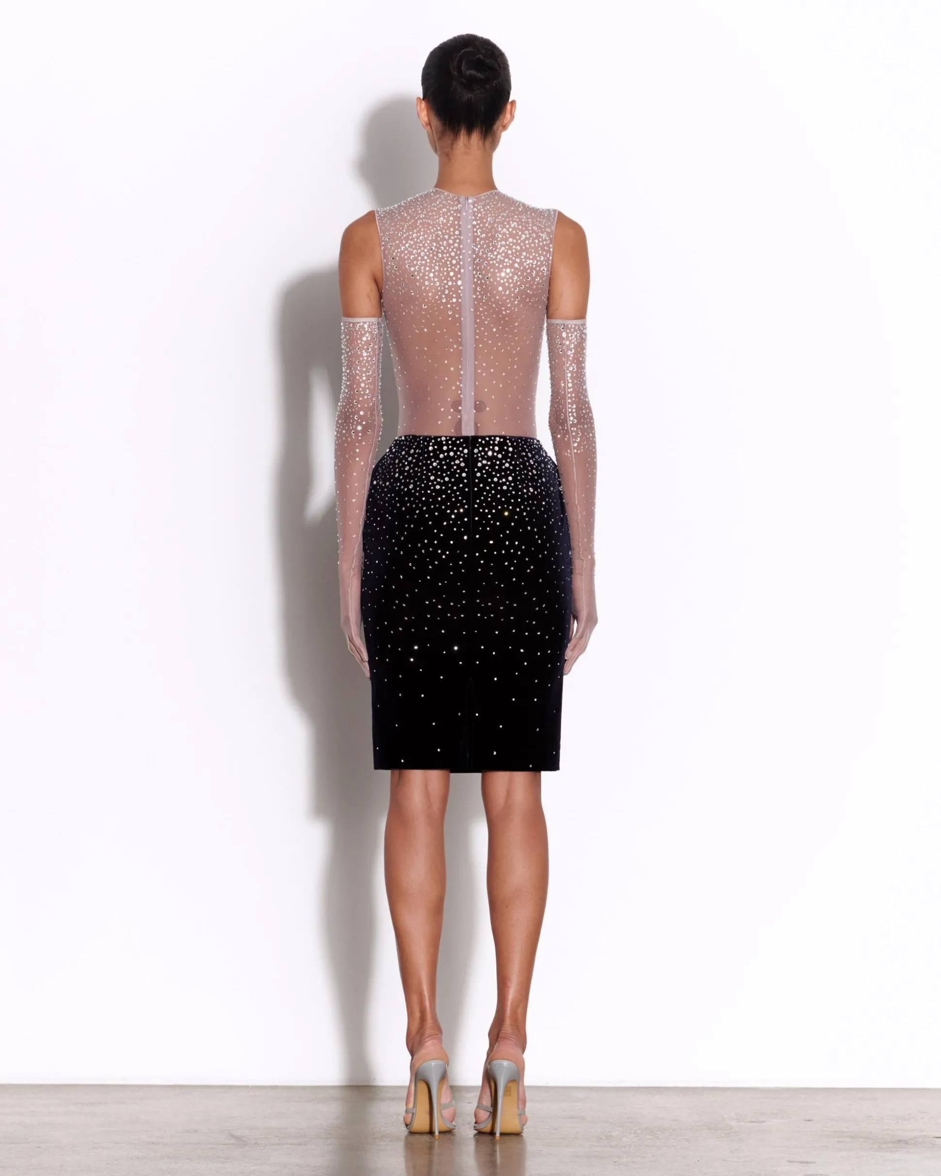 Crew Bodysuit in Crystal Mesh