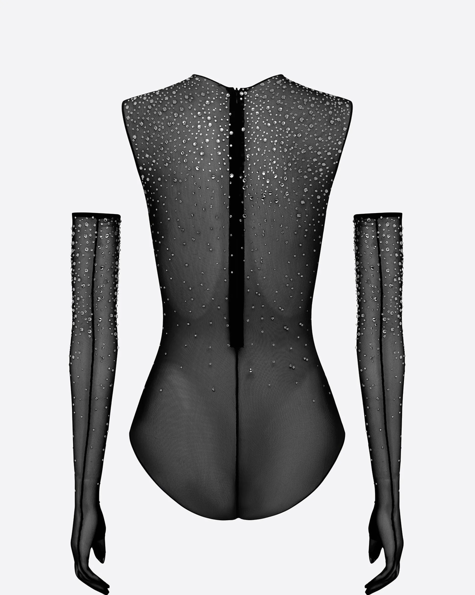 Crew Bodysuit in Crystal Mesh