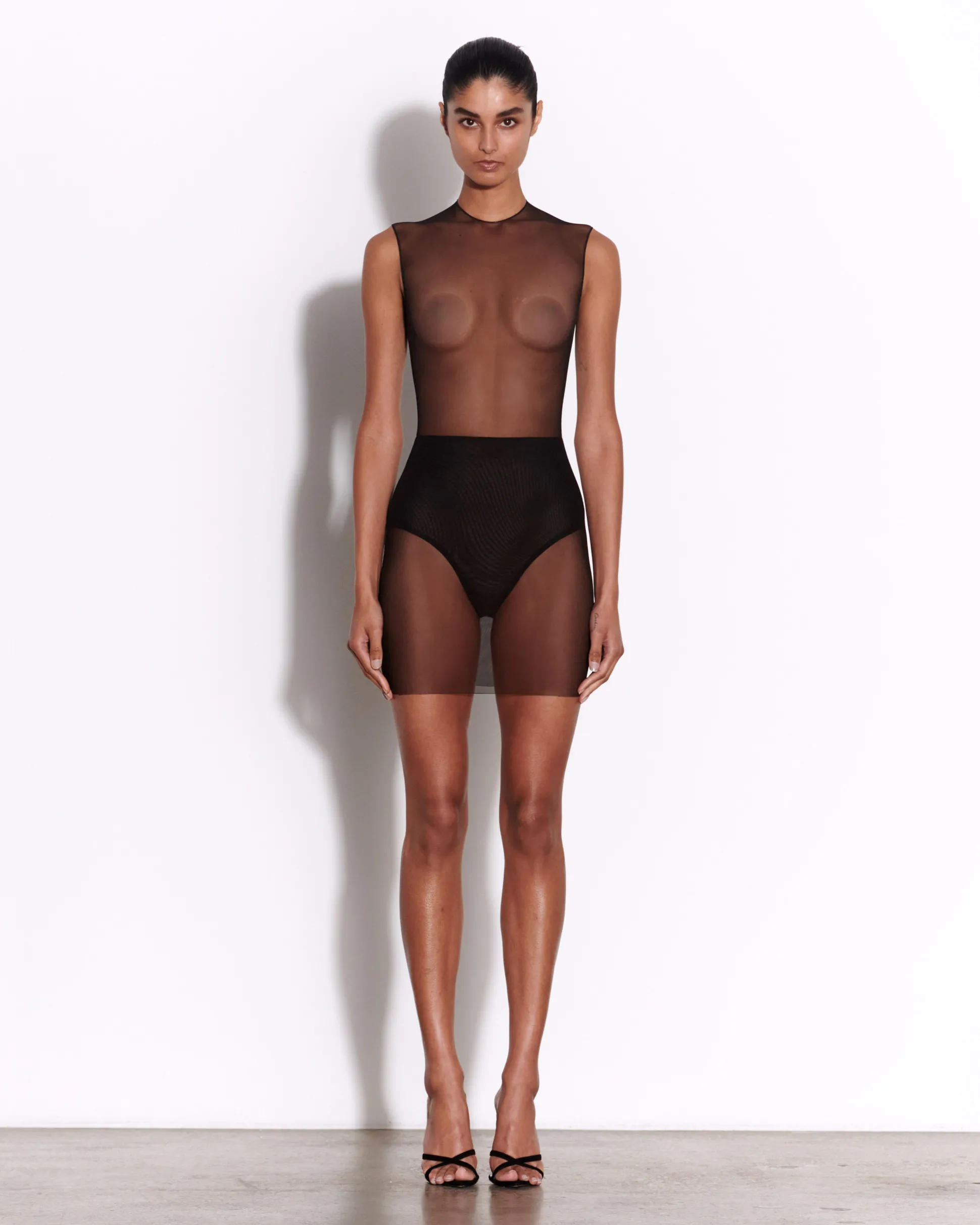 Crew Mini Dress in Fine Mesh