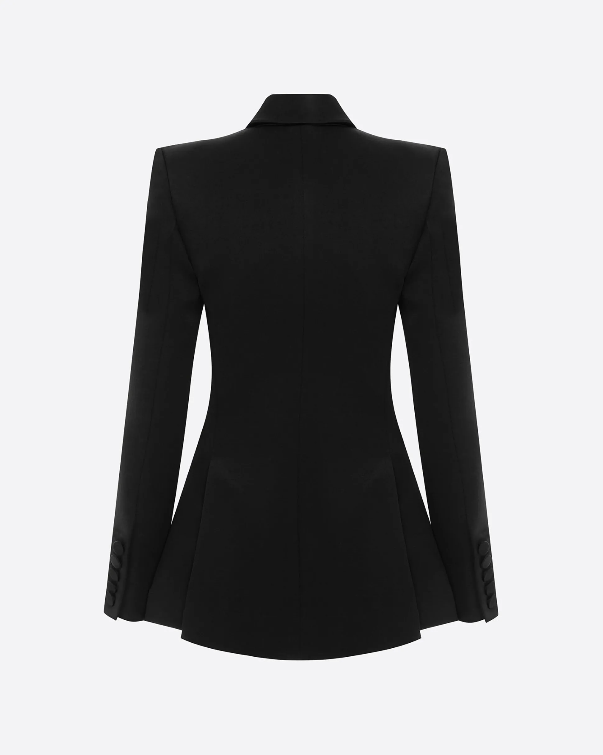 Double Breasted Fitted Blazer in Satin Crepe