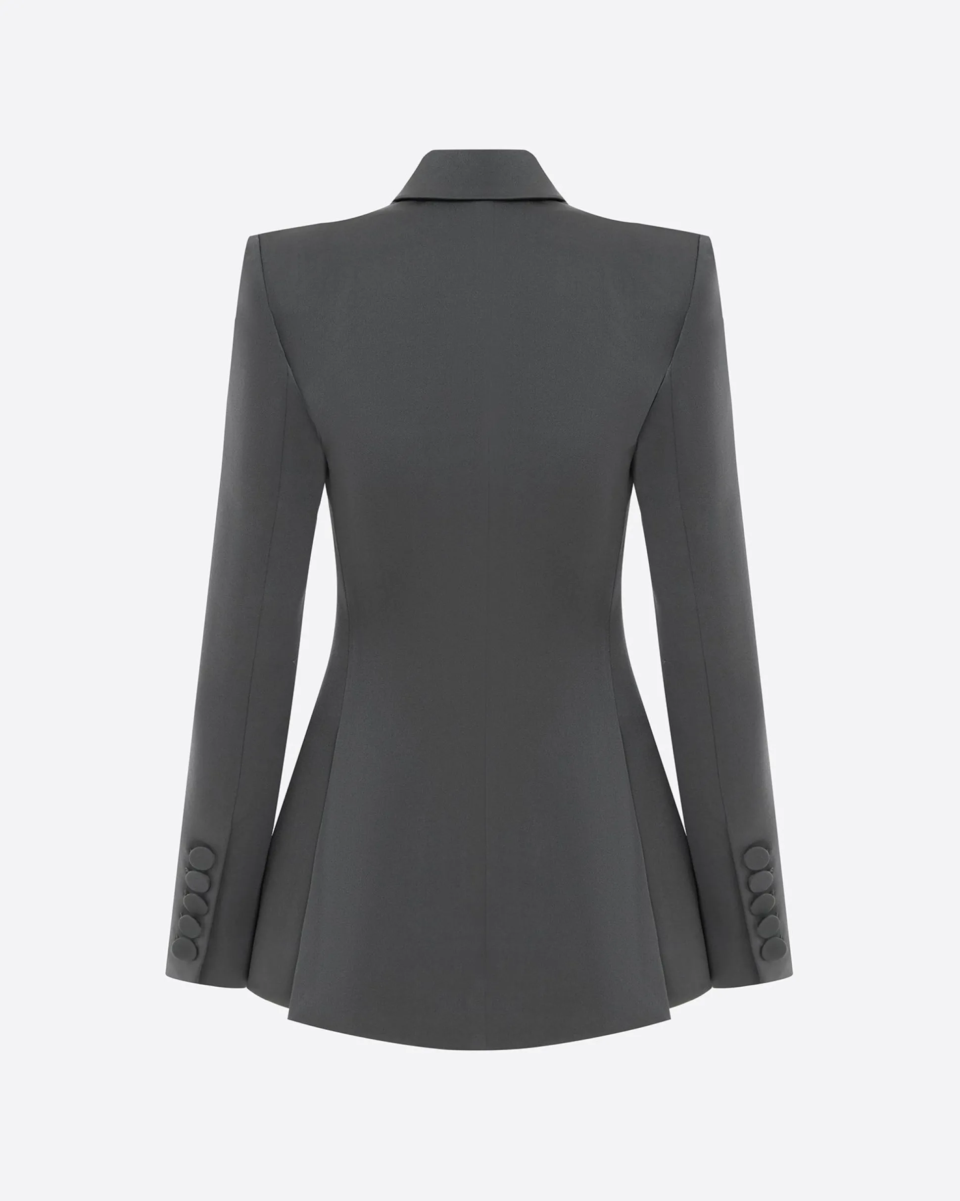 Double Breasted Fitted Blazer in Satin Crepe