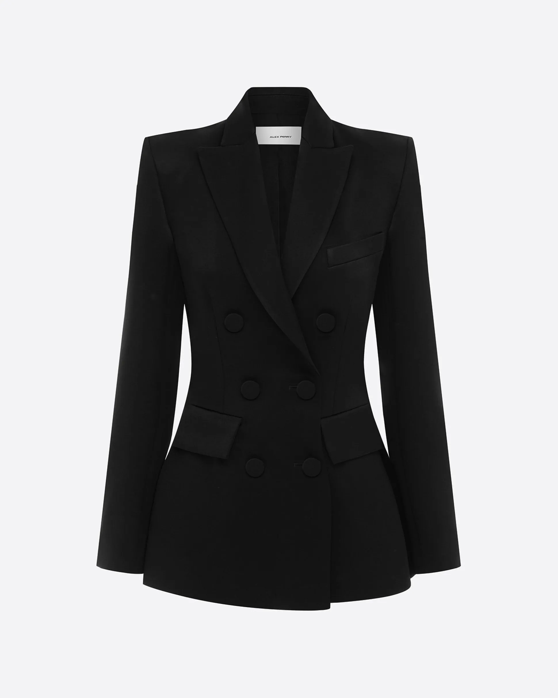 Double Breasted Fitted Blazer in Satin Crepe
