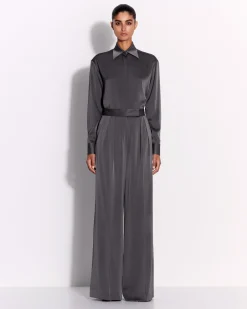 Double Pleat Trouser in Satin Crepe