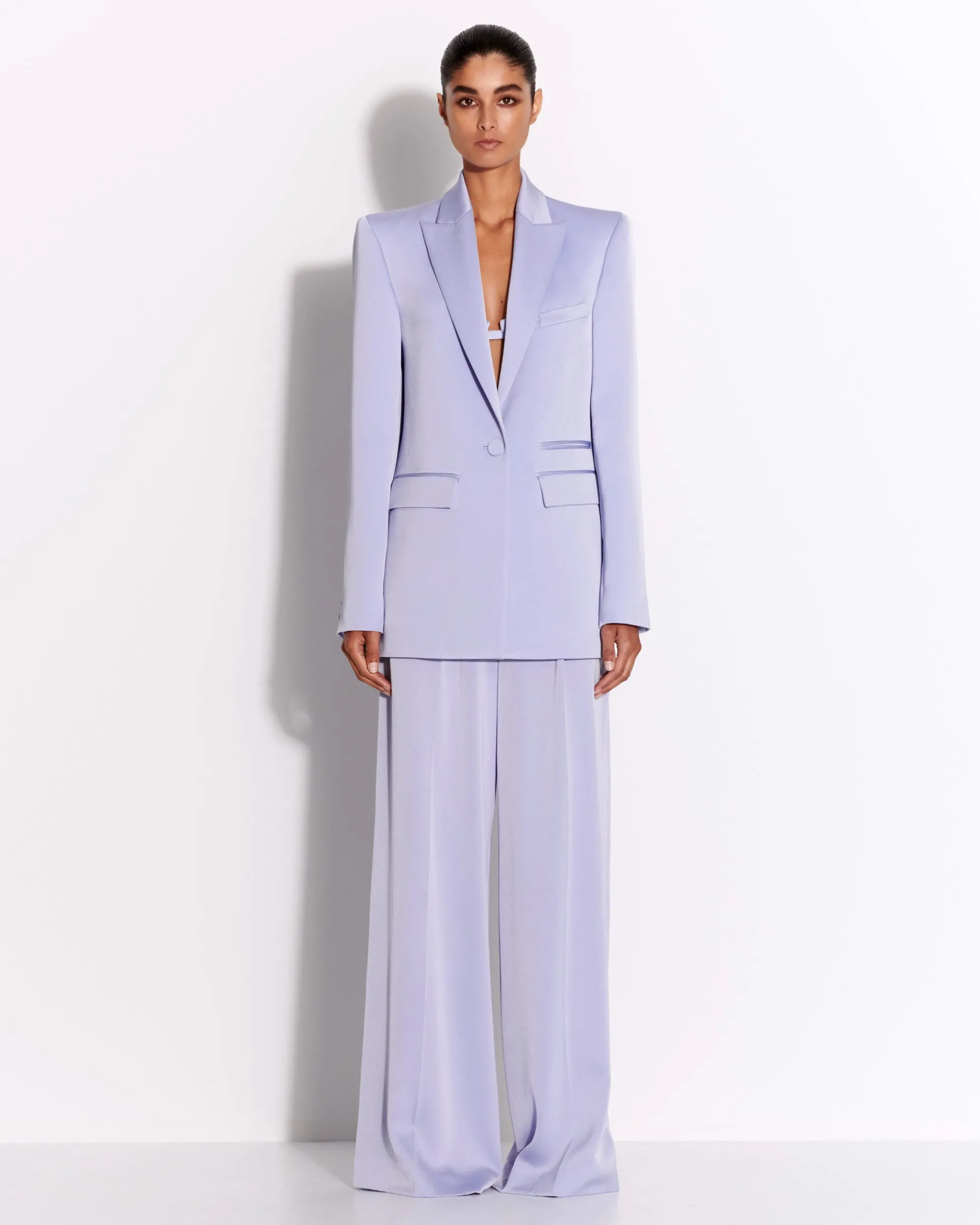 Double Pleat Trouser in Satin Crepe