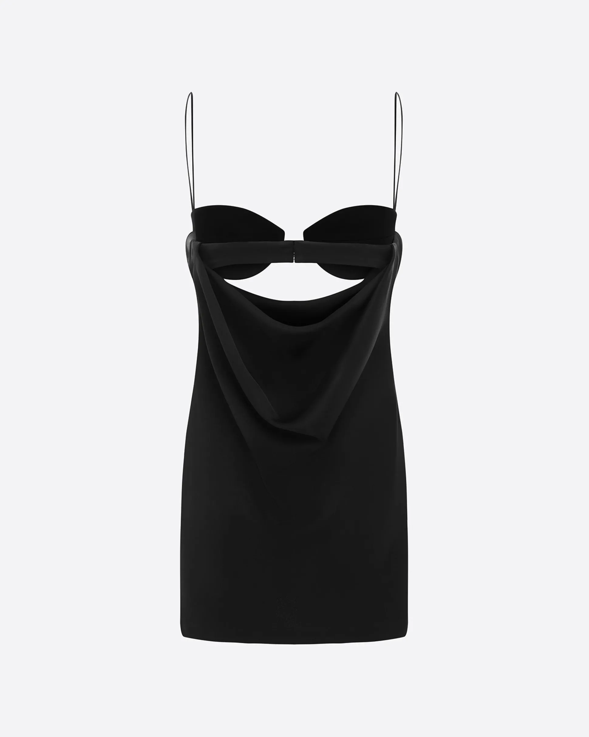 Drape Cut Out Mini Dress in Satin Crepe