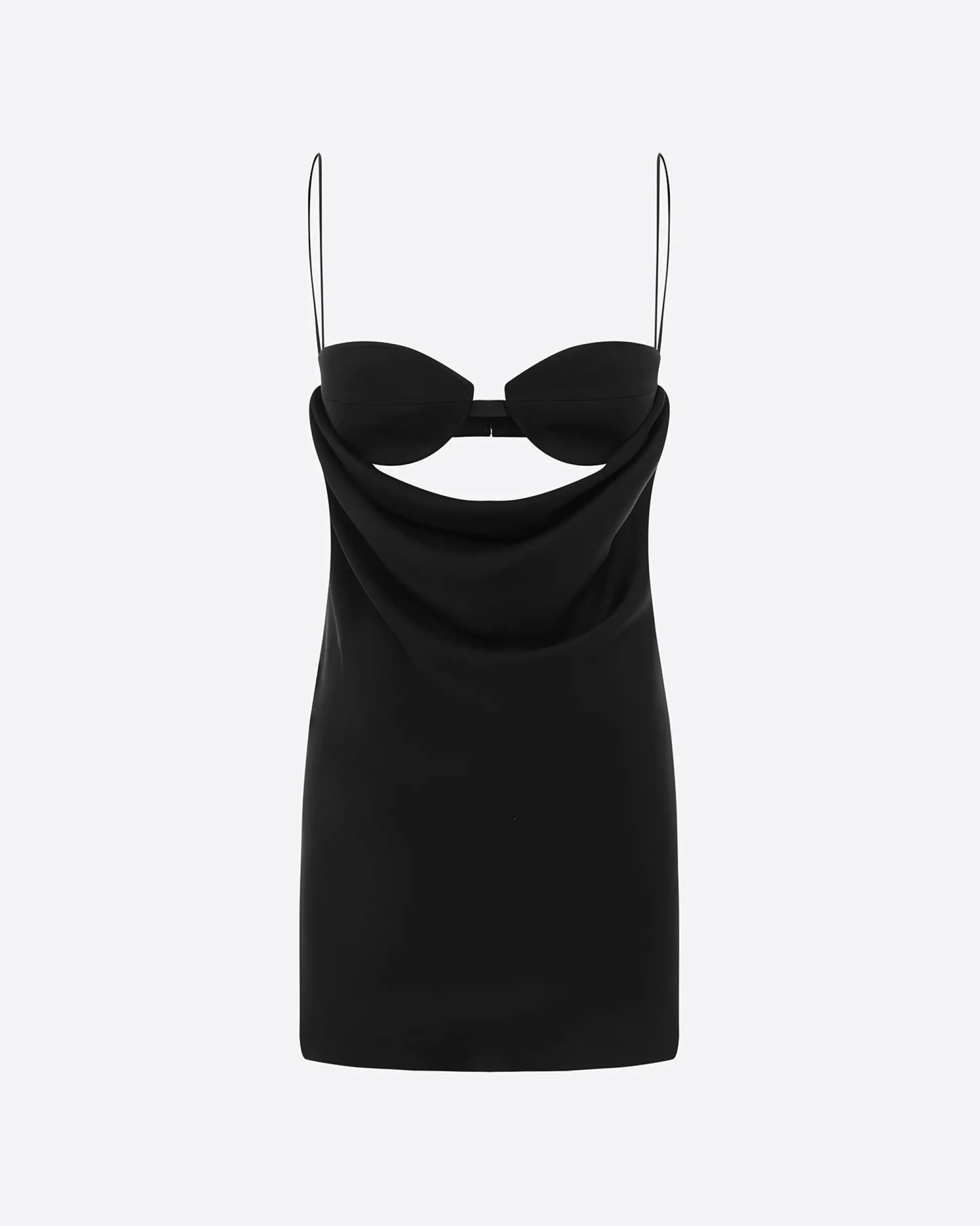Drape Cut Out Mini Dress in Satin Crepe