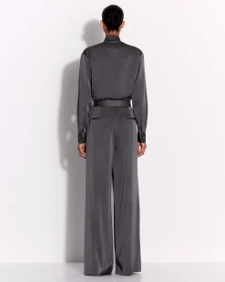 Fitted Shirt in Satin Crepe