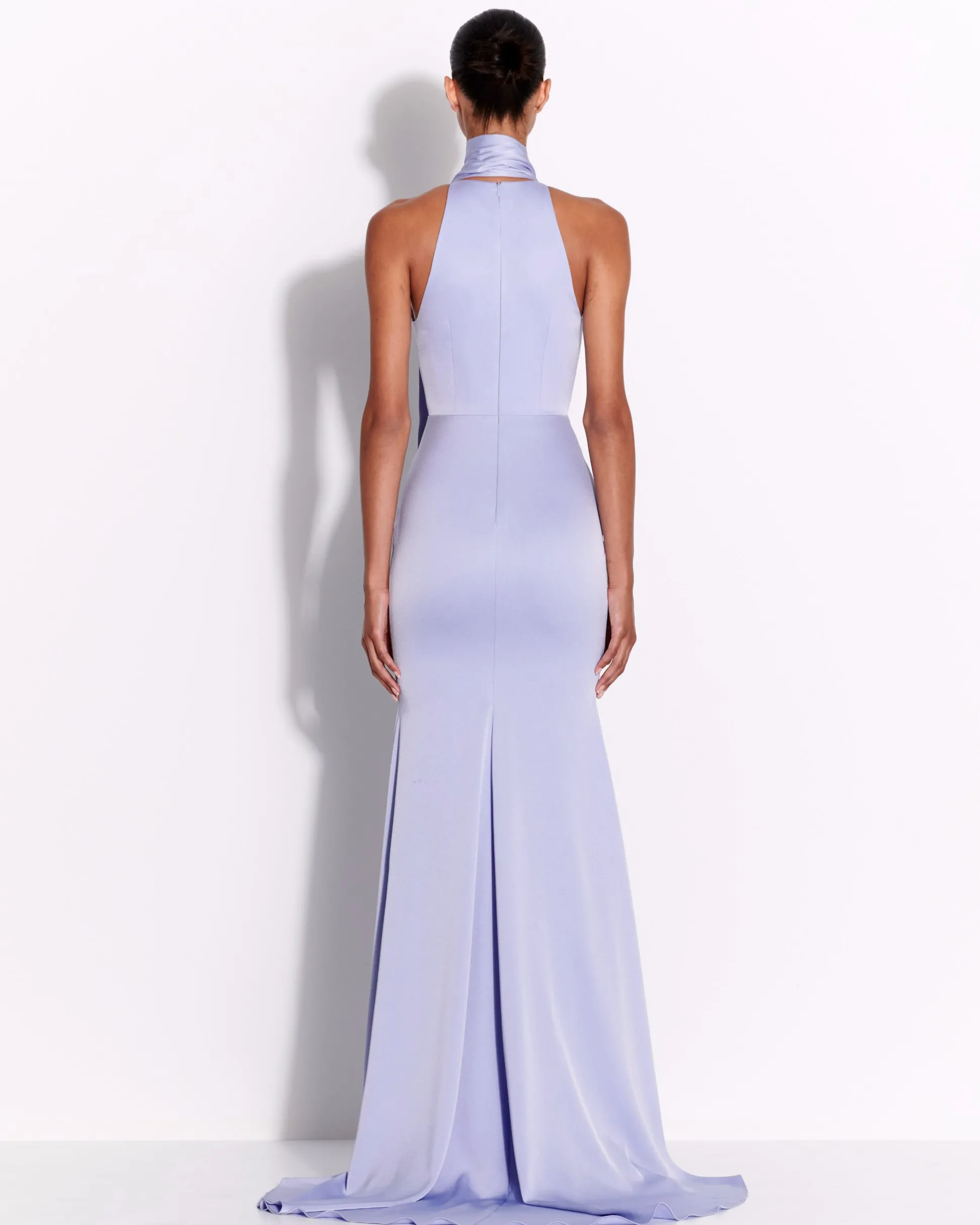 Halter Scarf Gown in Satin Crepe