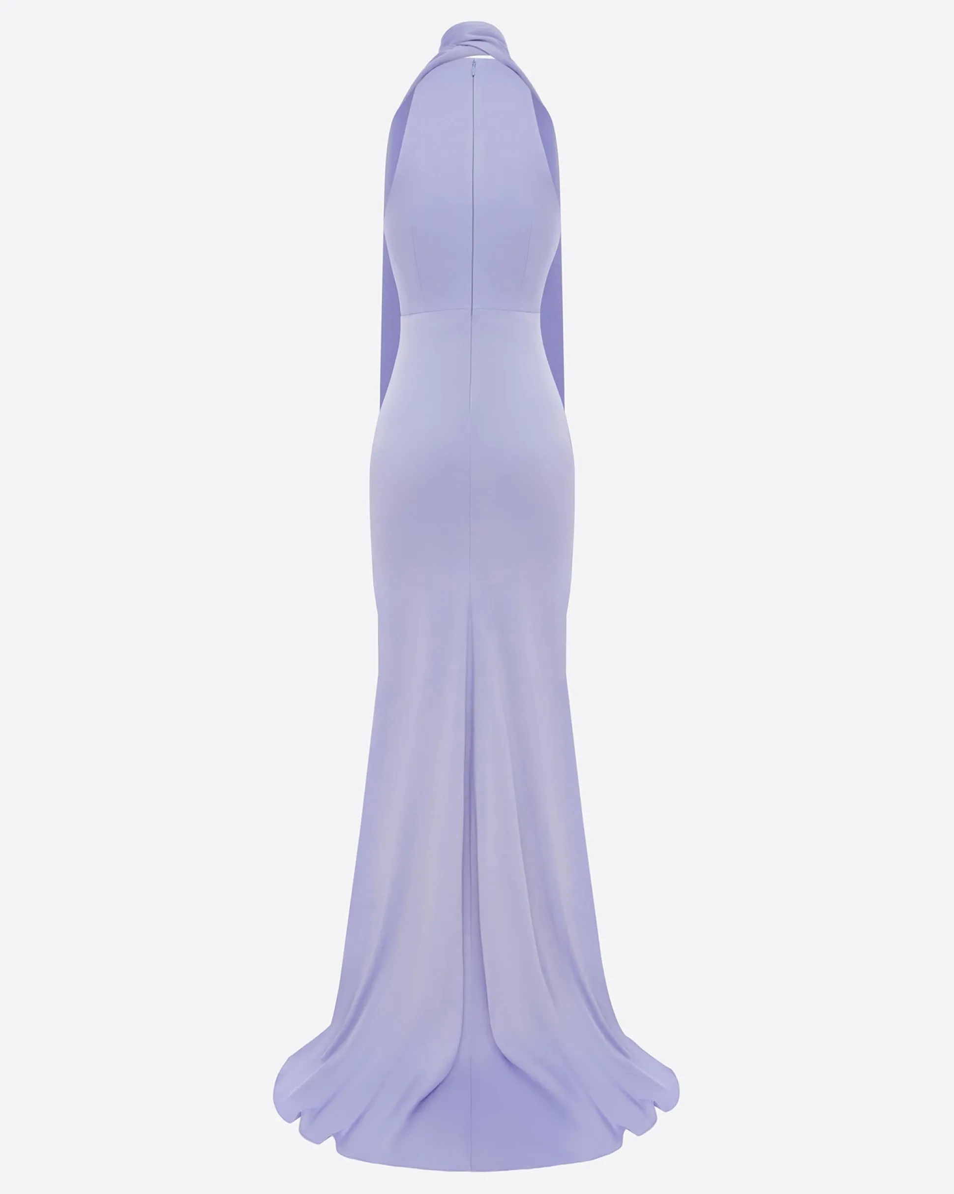 Halter Scarf Gown in Satin Crepe