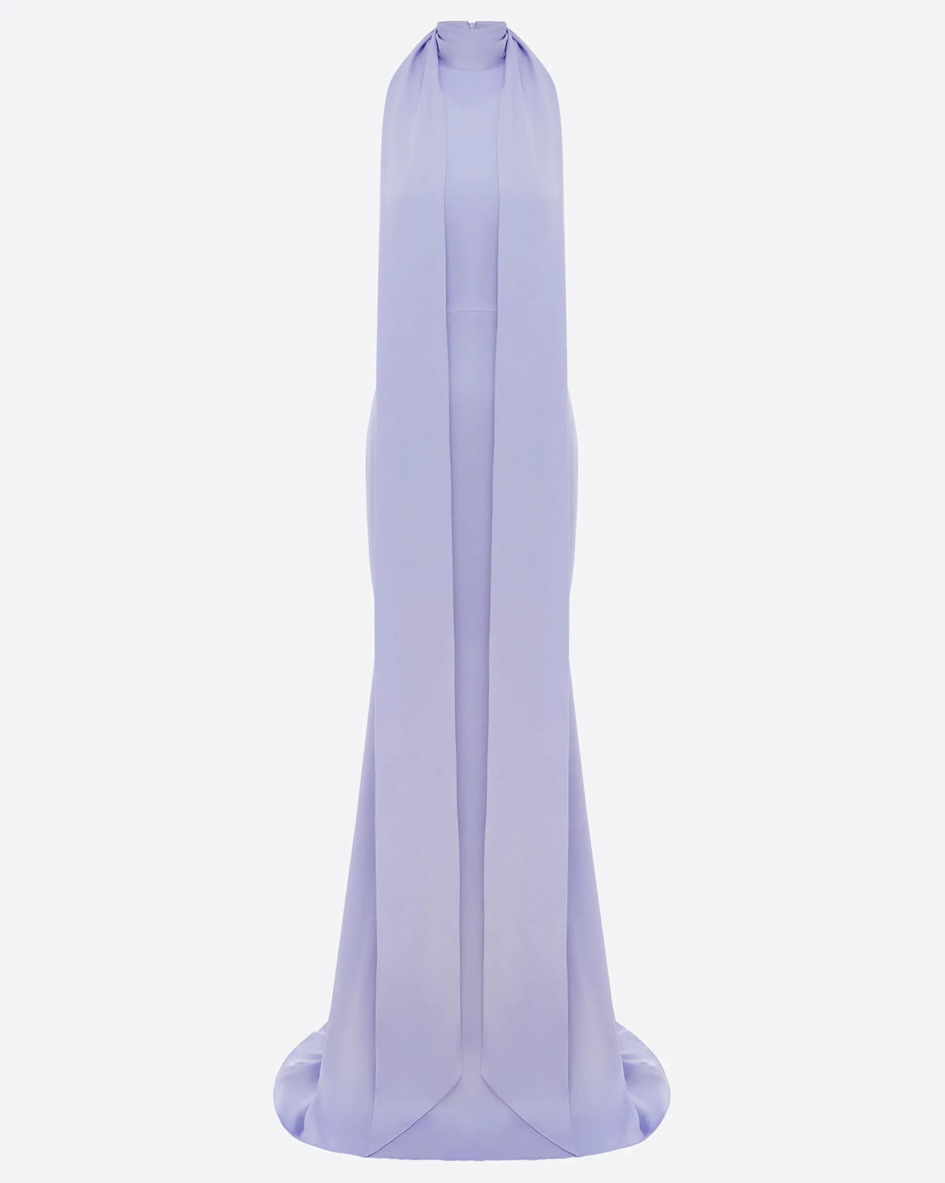 Halter Scarf Gown in Satin Crepe