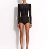 Long Sleeve Bodysuit in Crystal Velvet