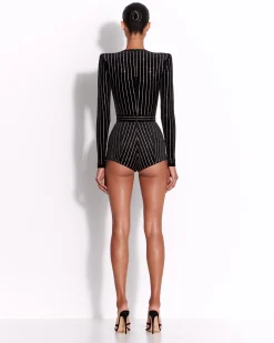 Long Sleeve Bodysuit in Crystal Velvet