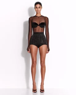 Long Sleeve Bodysuit in Fine Mesh