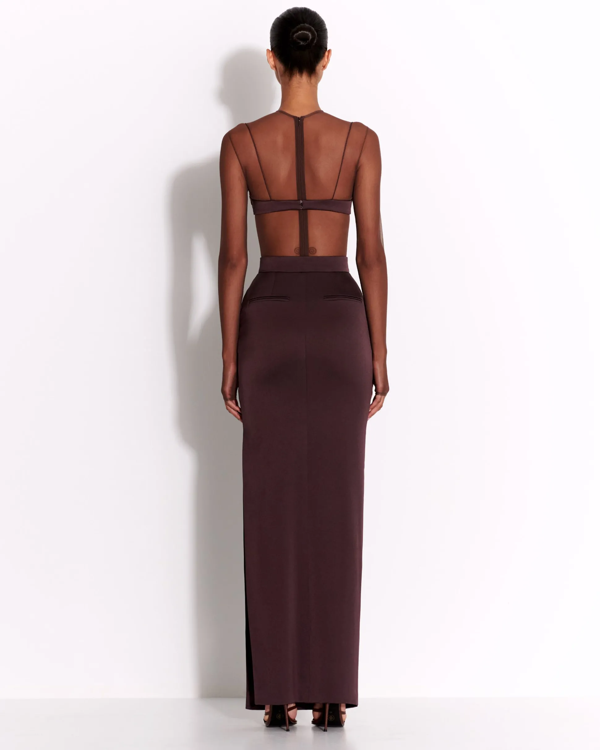 Long Sleeve Bodysuit in Fine Mesh