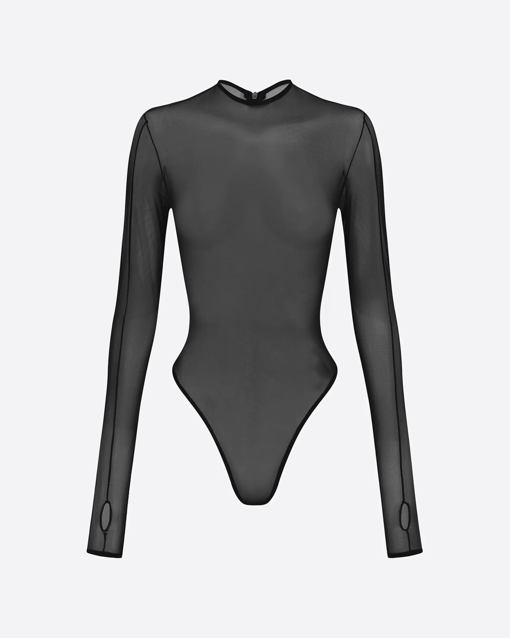 Long Sleeve Bodysuit in Fine Mesh