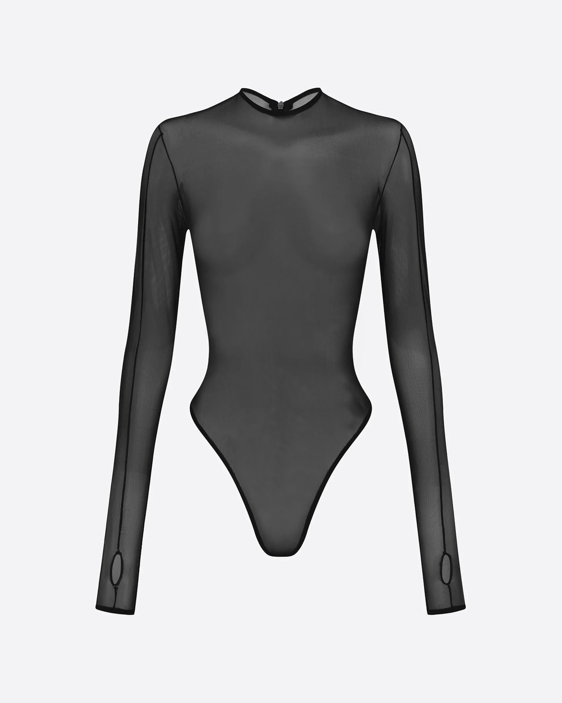Long Sleeve Bodysuit in Fine Mesh