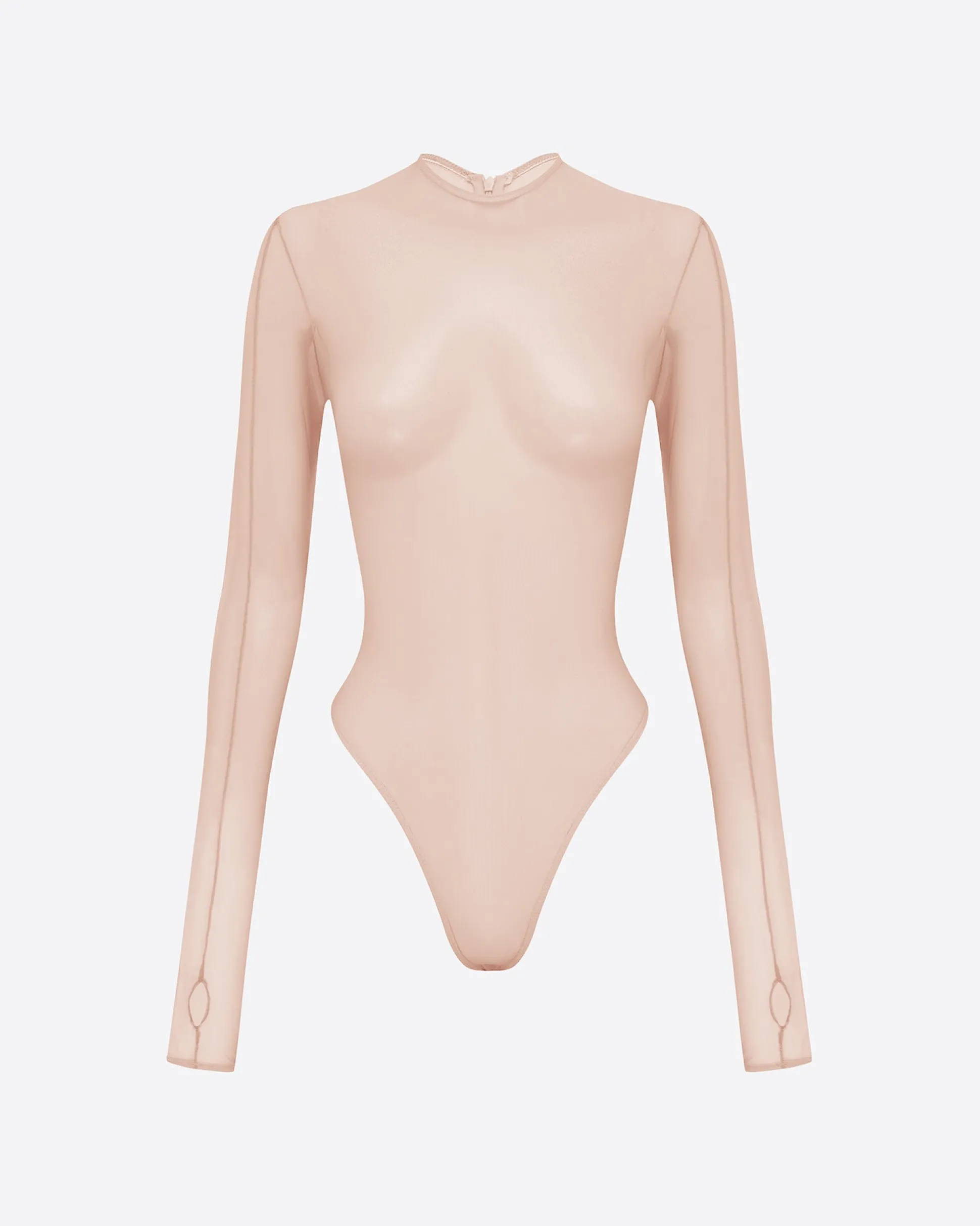 Long Sleeve Bodysuit in Fine Mesh