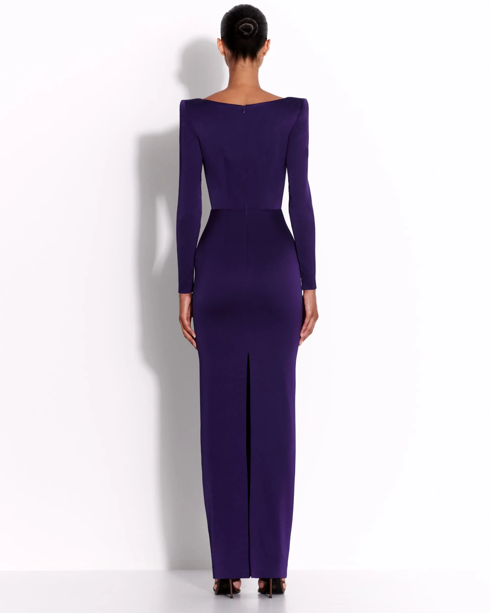 Long Sleeve Column in Satin Crepe