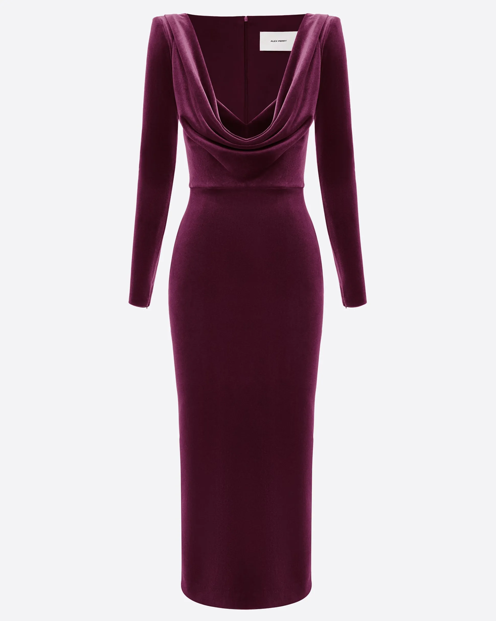 Long Sleeve Drape Dress in Velvet