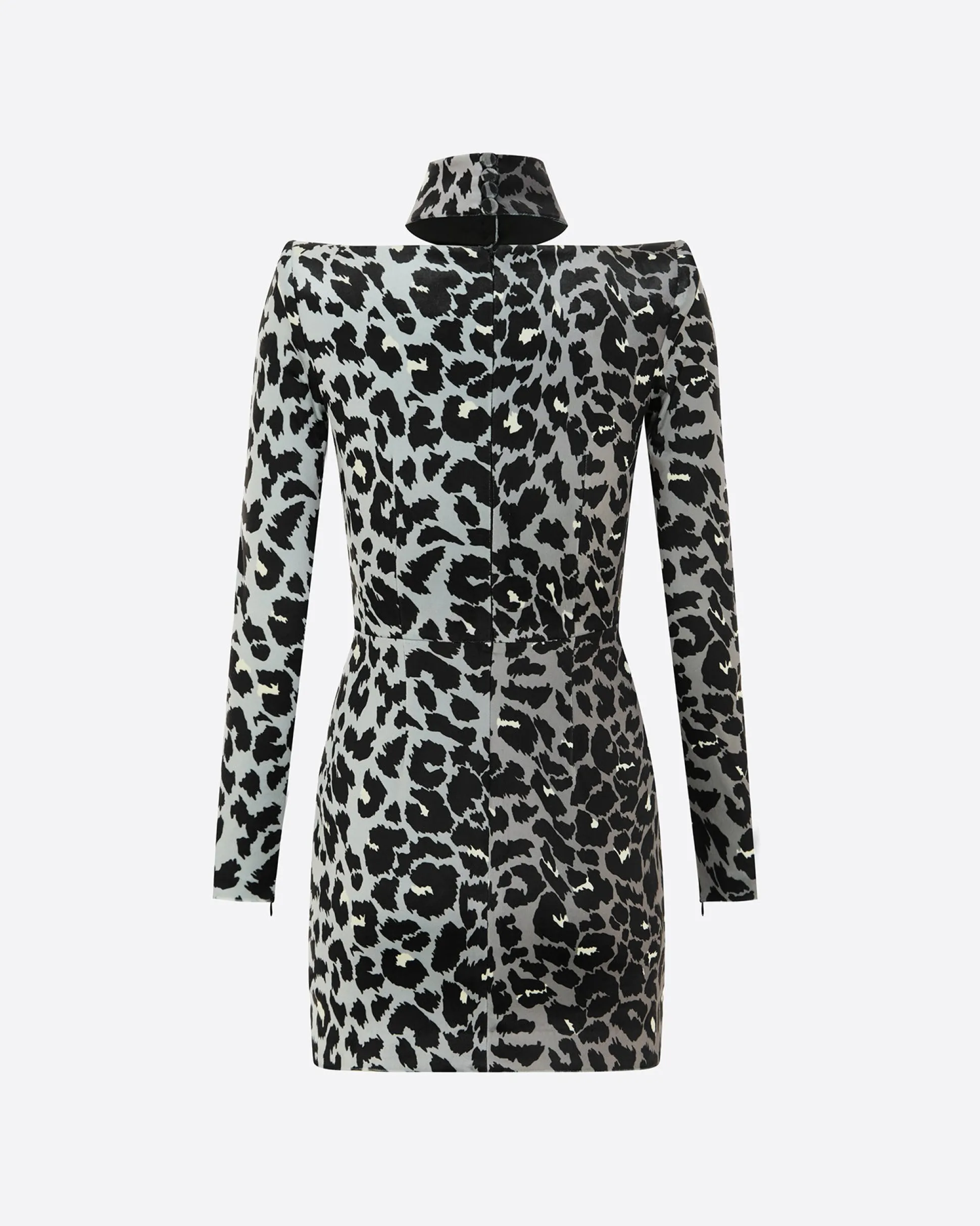 Long Sleeve Mini Dress in Printed Velvet