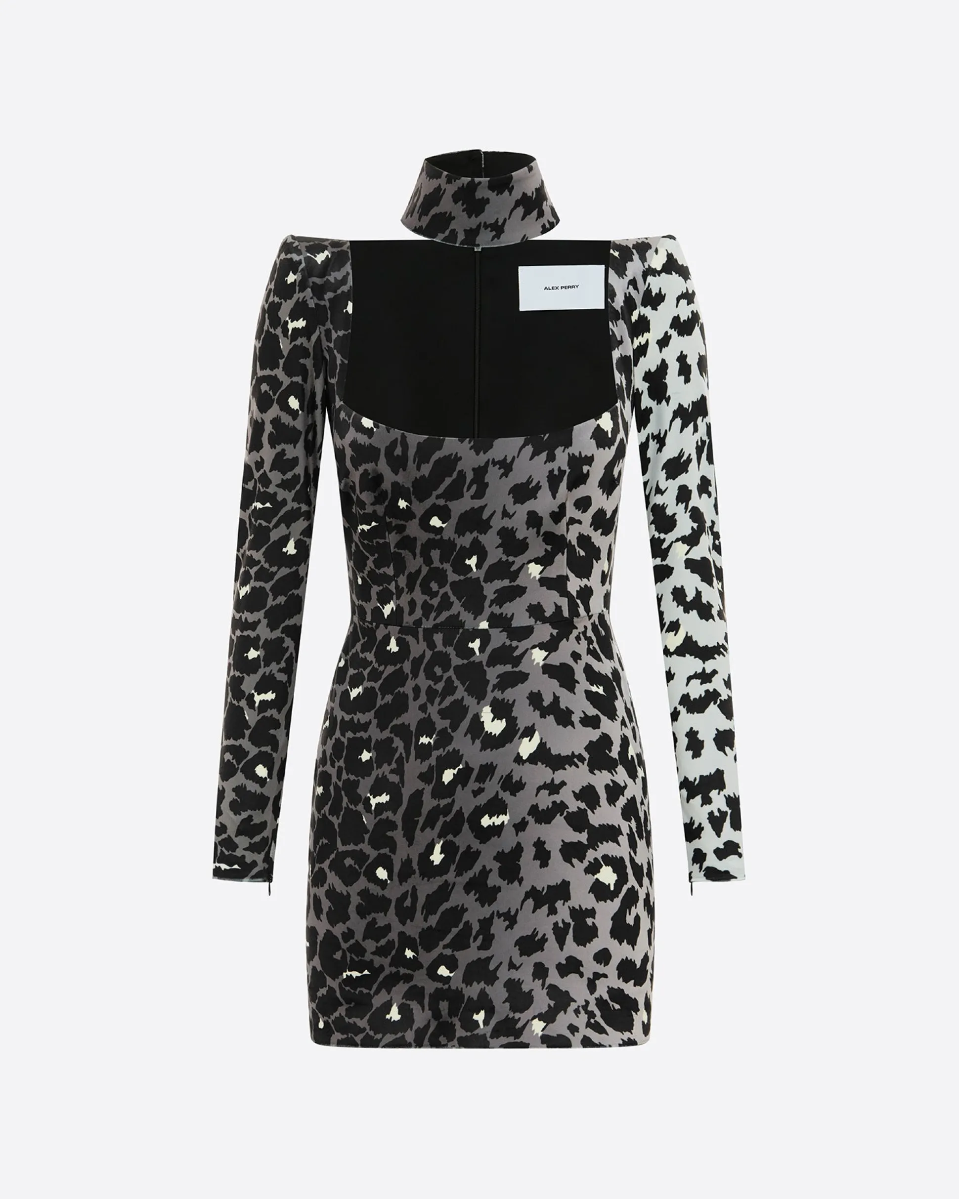 Long Sleeve Mini Dress in Printed Velvet