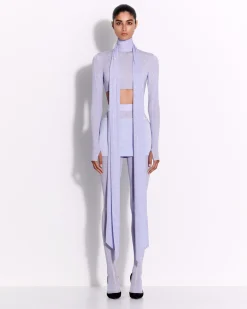 Long Sleeve Scarf Crop Top in Crystal Jersey