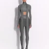 Long Sleeve Scarf Crop Top in Crystal Jersey