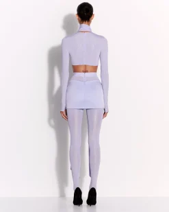 Long Sleeve Scarf Crop Top in Crystal Jersey
