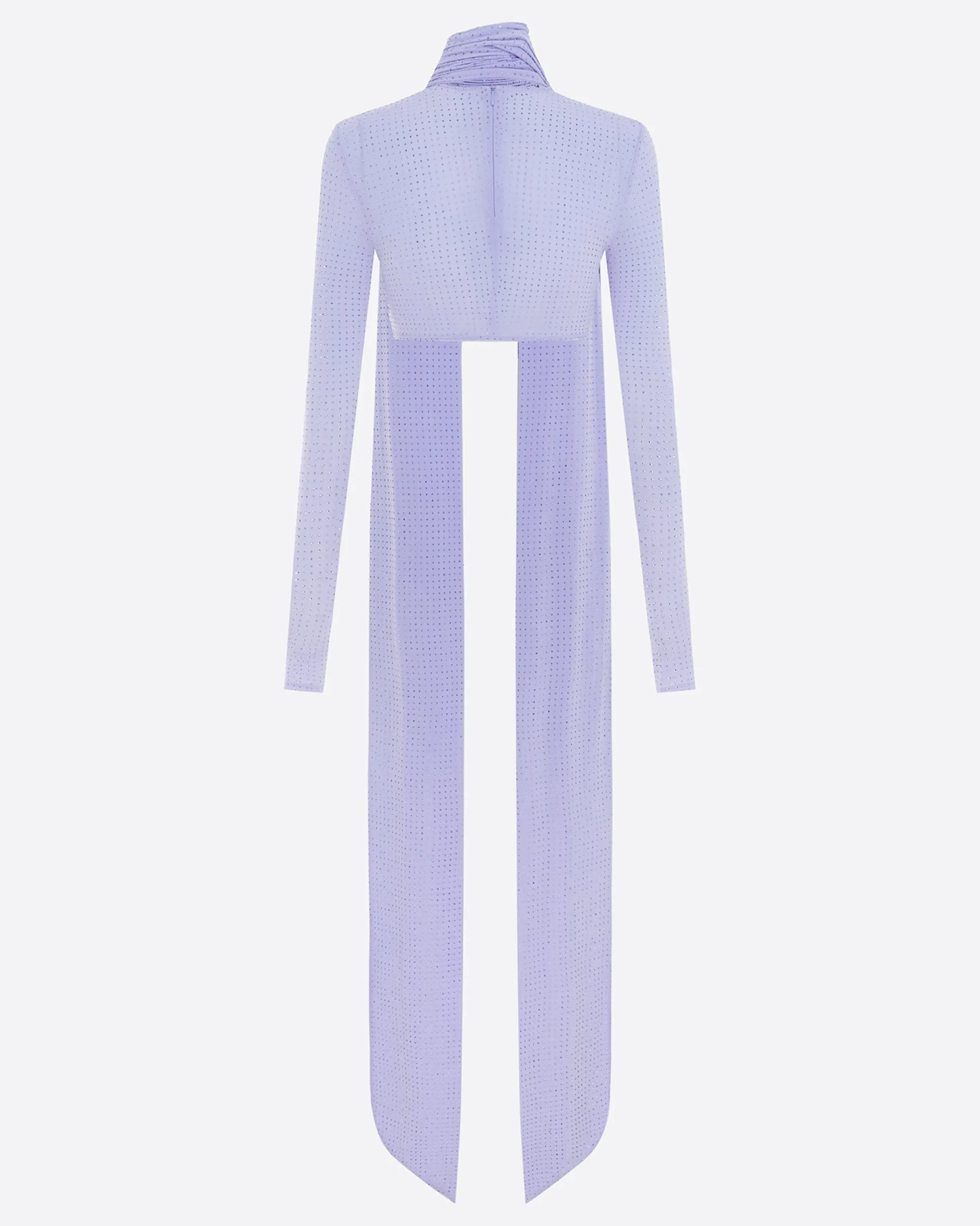 Long Sleeve Scarf Crop Top in Crystal Jersey