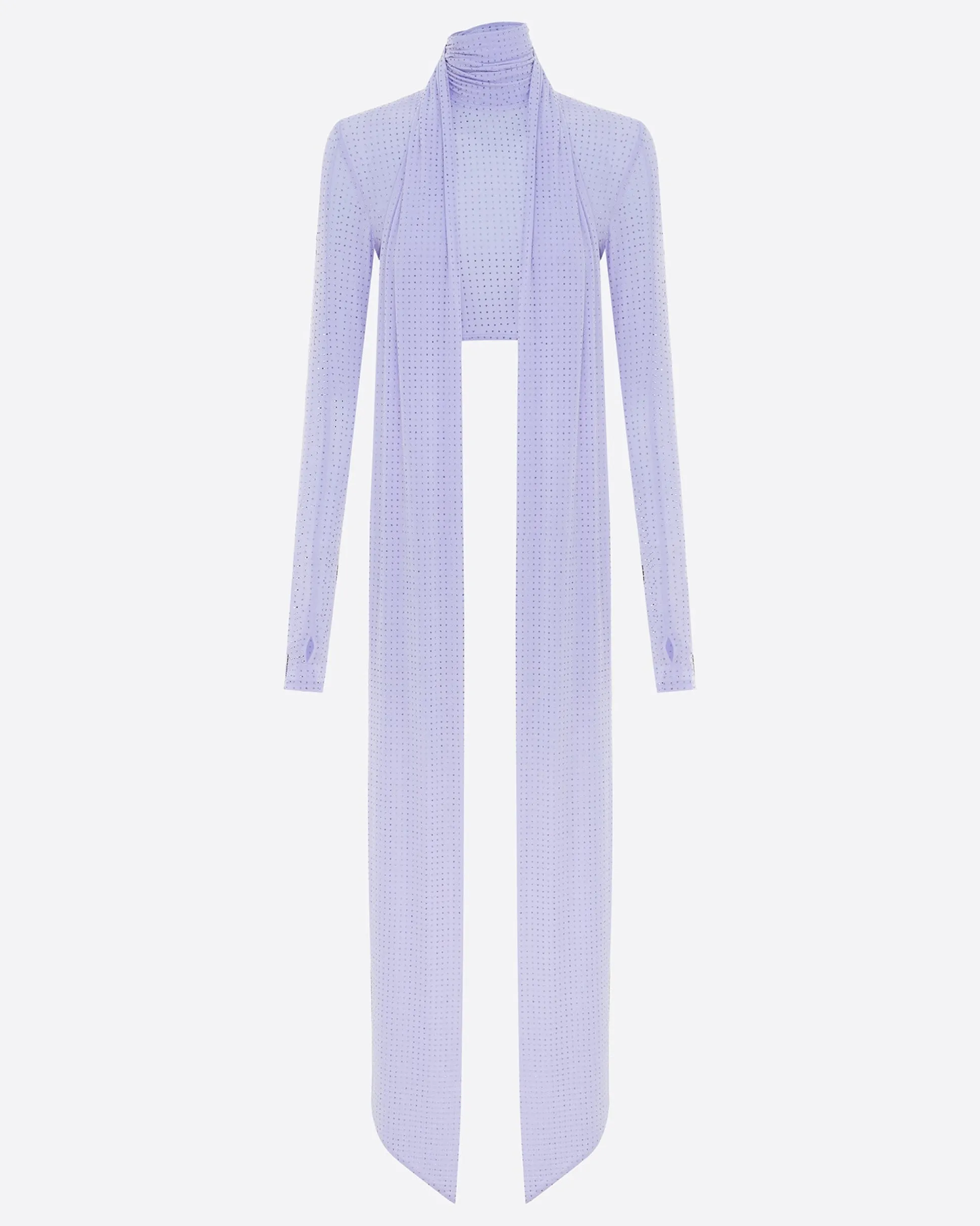 Long Sleeve Scarf Crop Top in Crystal Jersey
