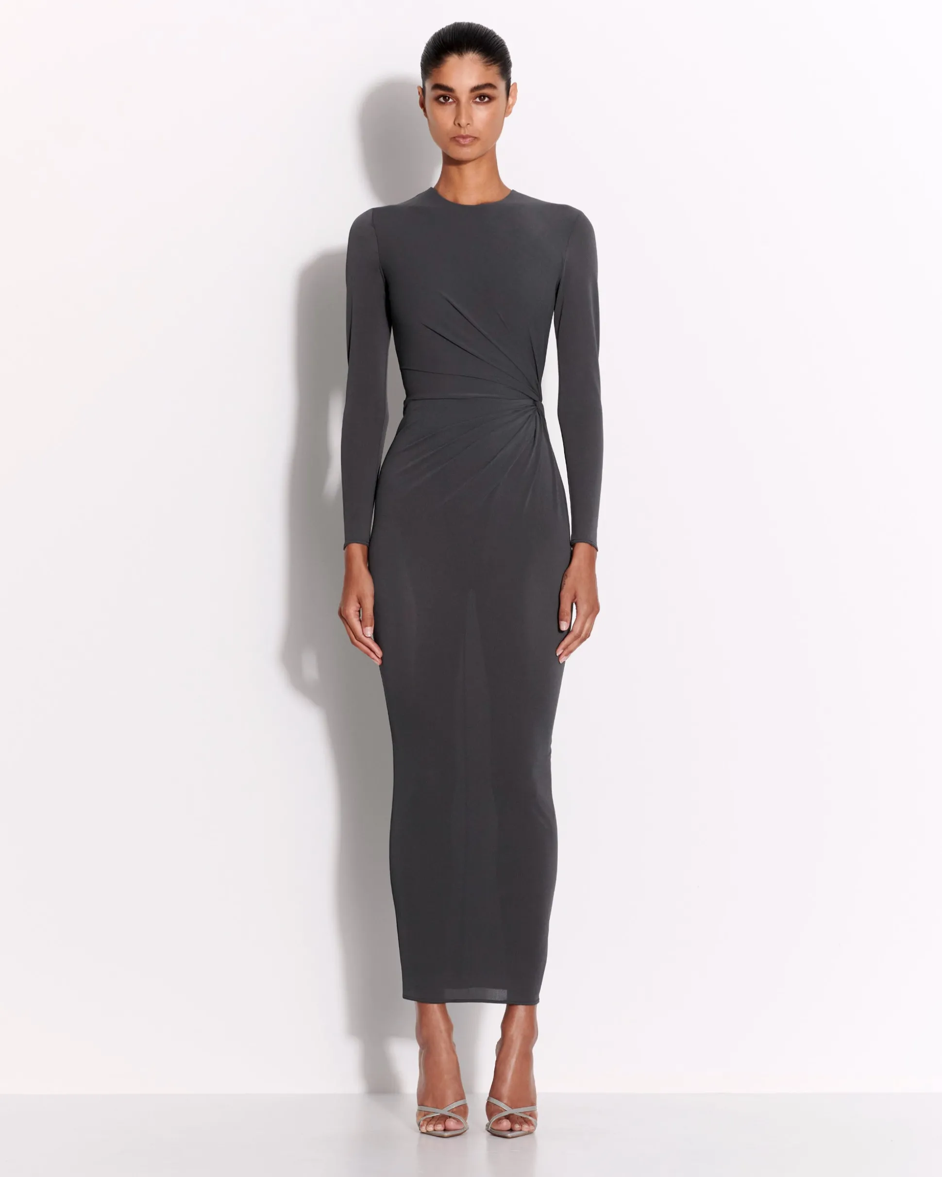 Long Sleeve Twist Dress in Crepe Jersey