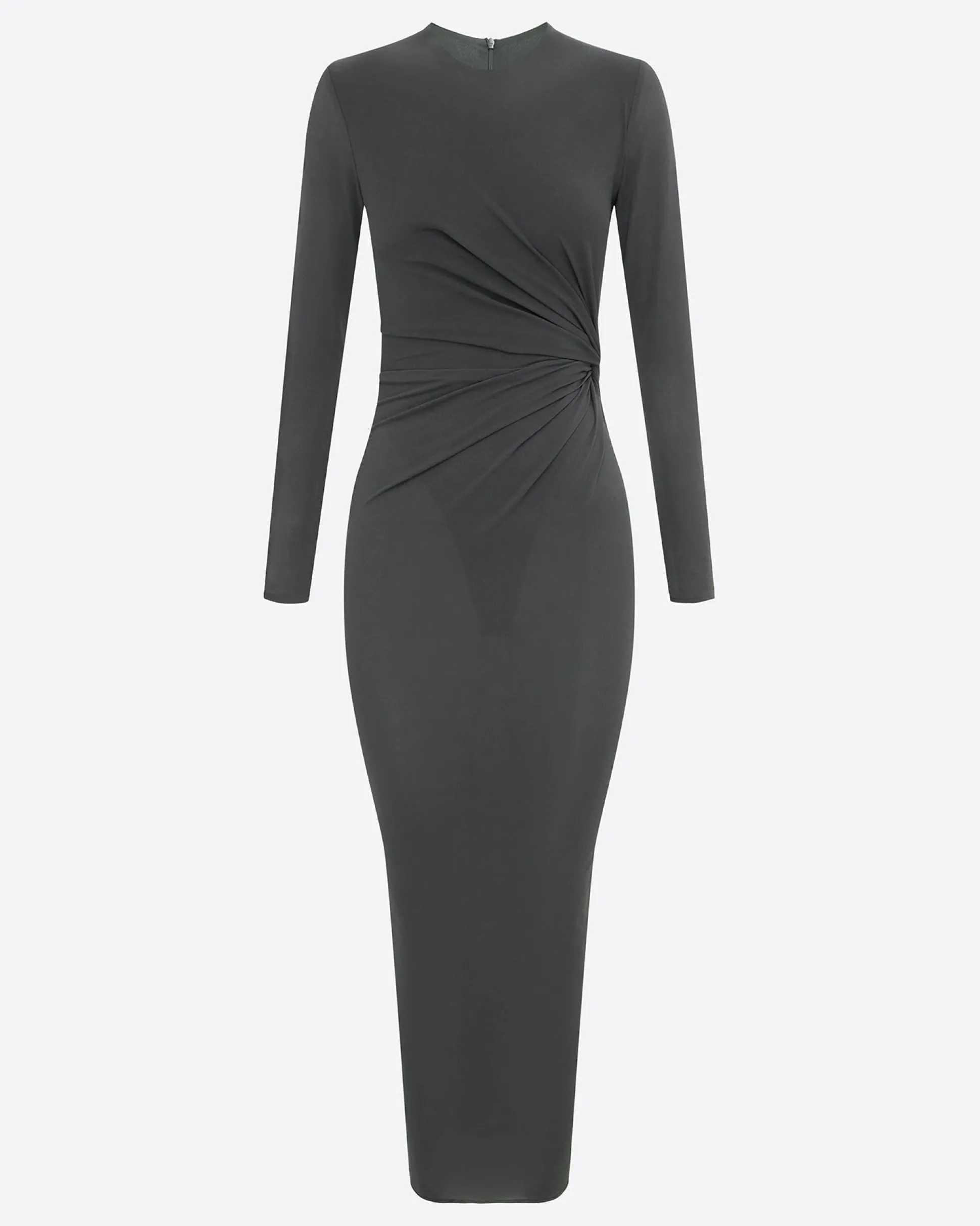 Long Sleeve Twist Dress in Crepe Jersey