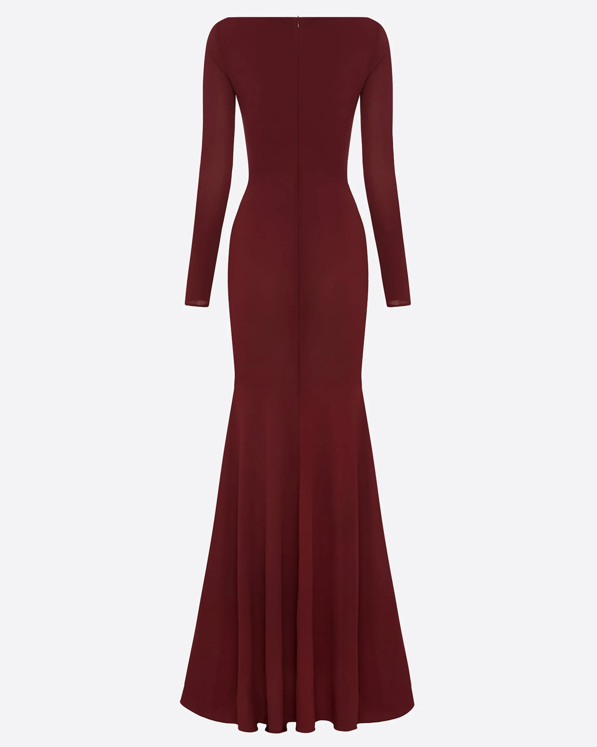 Long Sleeve Wrap Gown in Crepe Jersey