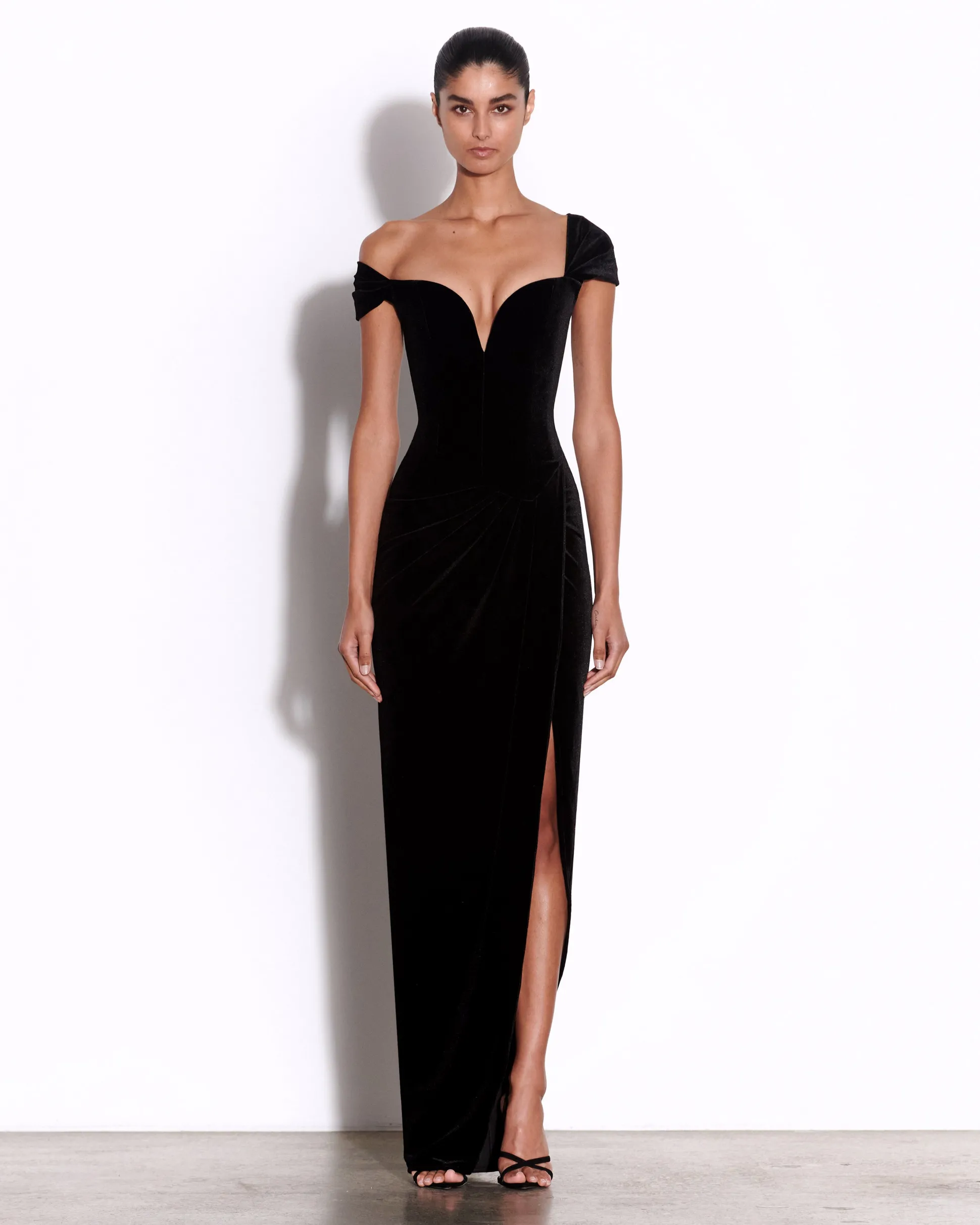 Longline Corset Drape Gown in Velvet