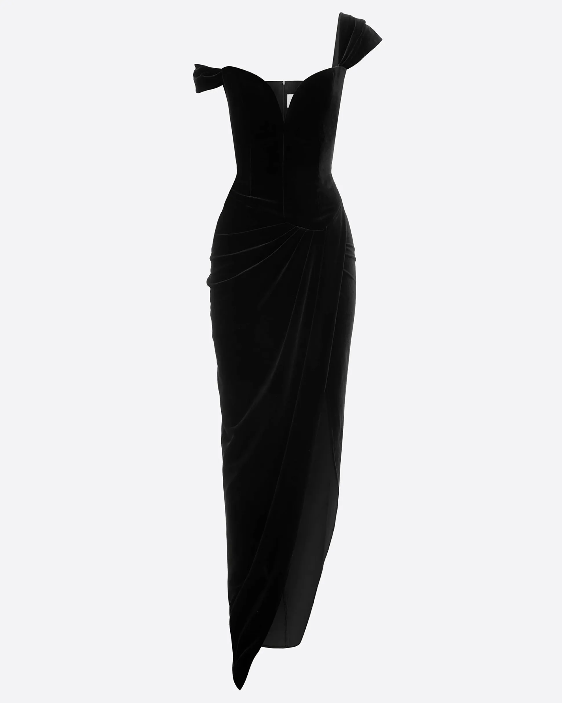Longline Corset Drape Gown in Velvet