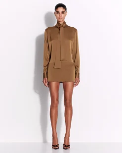 Low Rise Mini Skirt in Satin Crepe