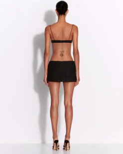 Low Rise Mini Skirt in Wool Pinstripe