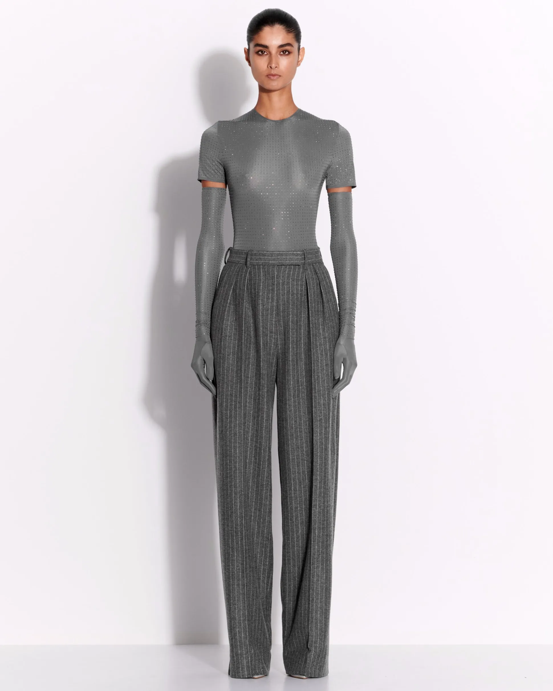 Short Sleeve Bodysuit in Crystal Jersey