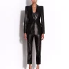 Single Breasted Fitted Blazer in Leather