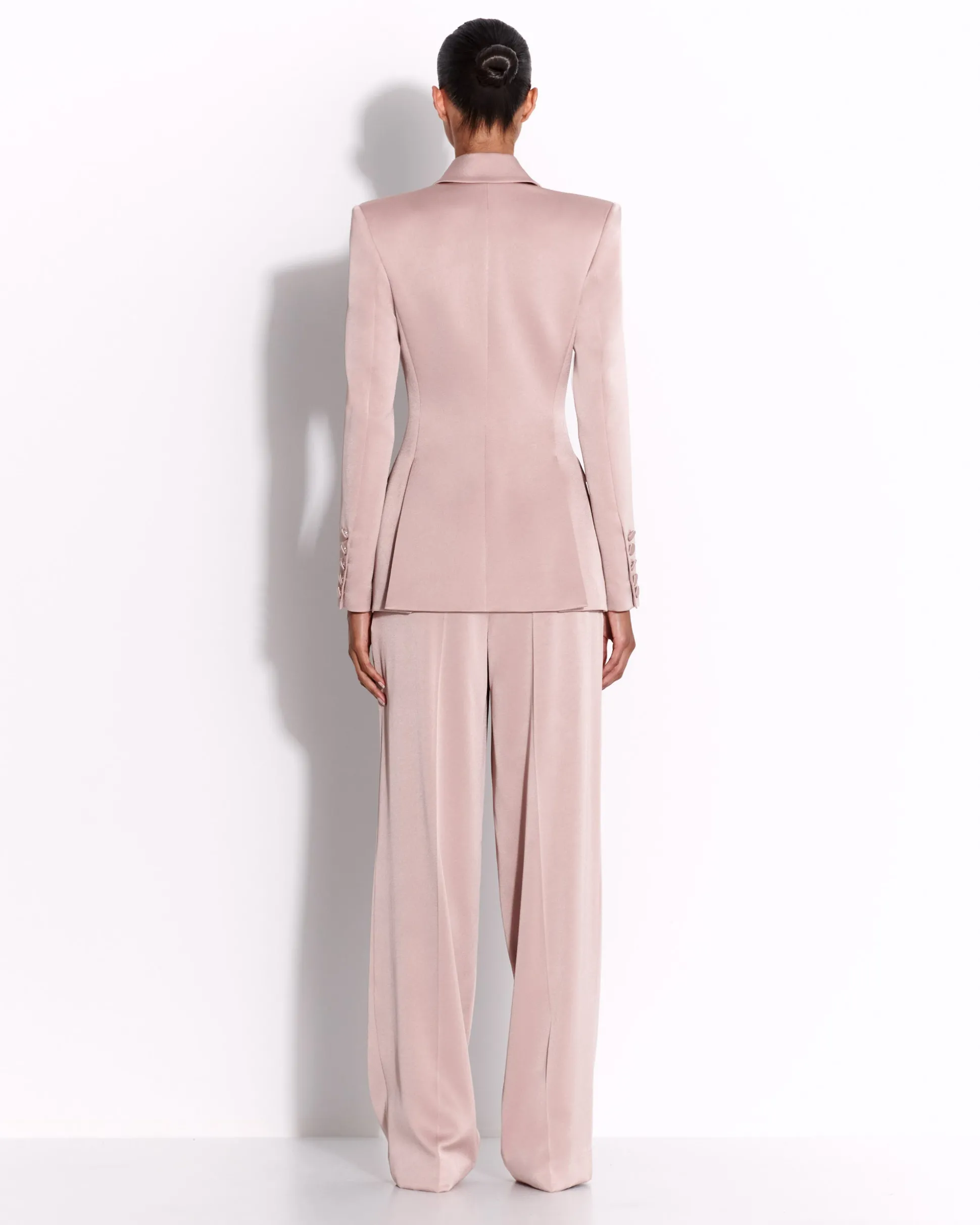 Single Breasted Fitted Blazer in Satin Crepe