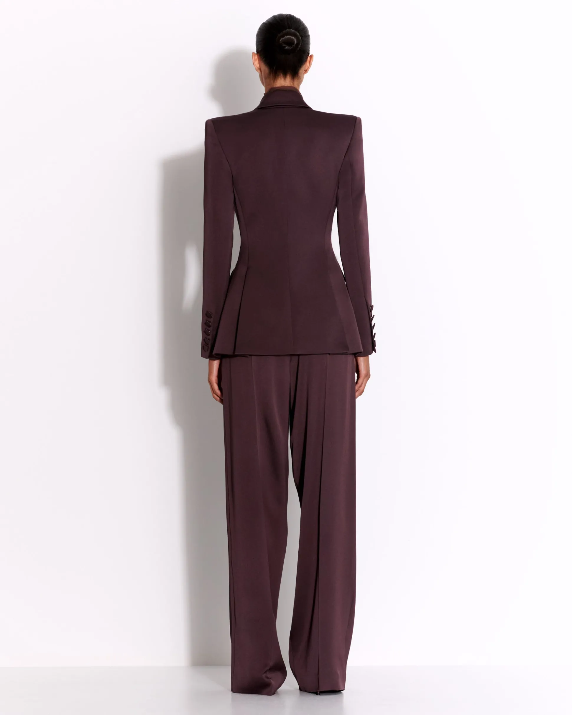 Single Breasted Fitted Blazer in Satin Crepe