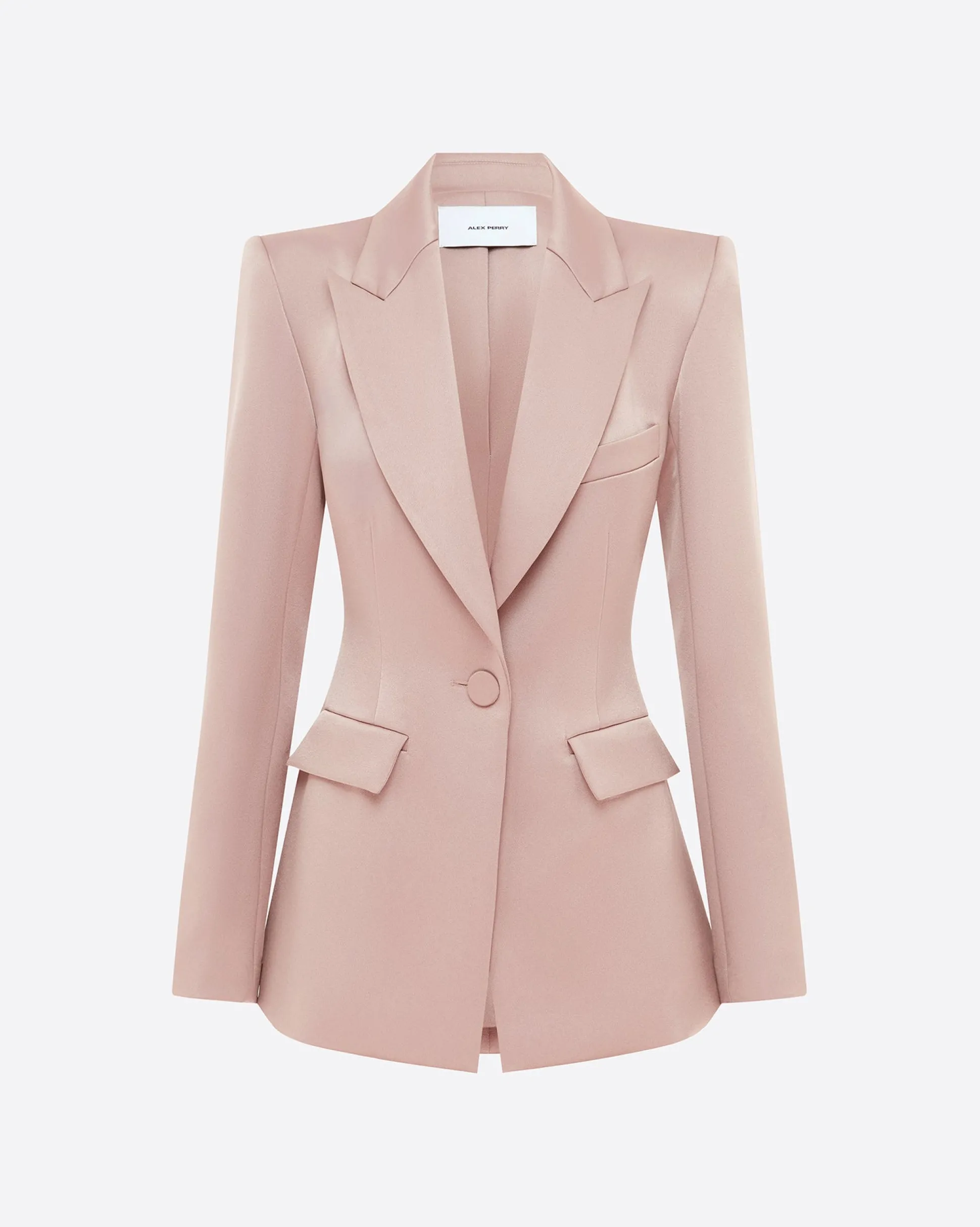 Single Breasted Fitted Blazer in Satin Crepe