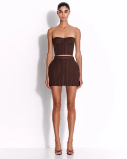 Strapless Crop Top in Lurex Pinstripe