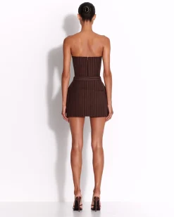 Strapless Crop Top in Lurex Pinstripe