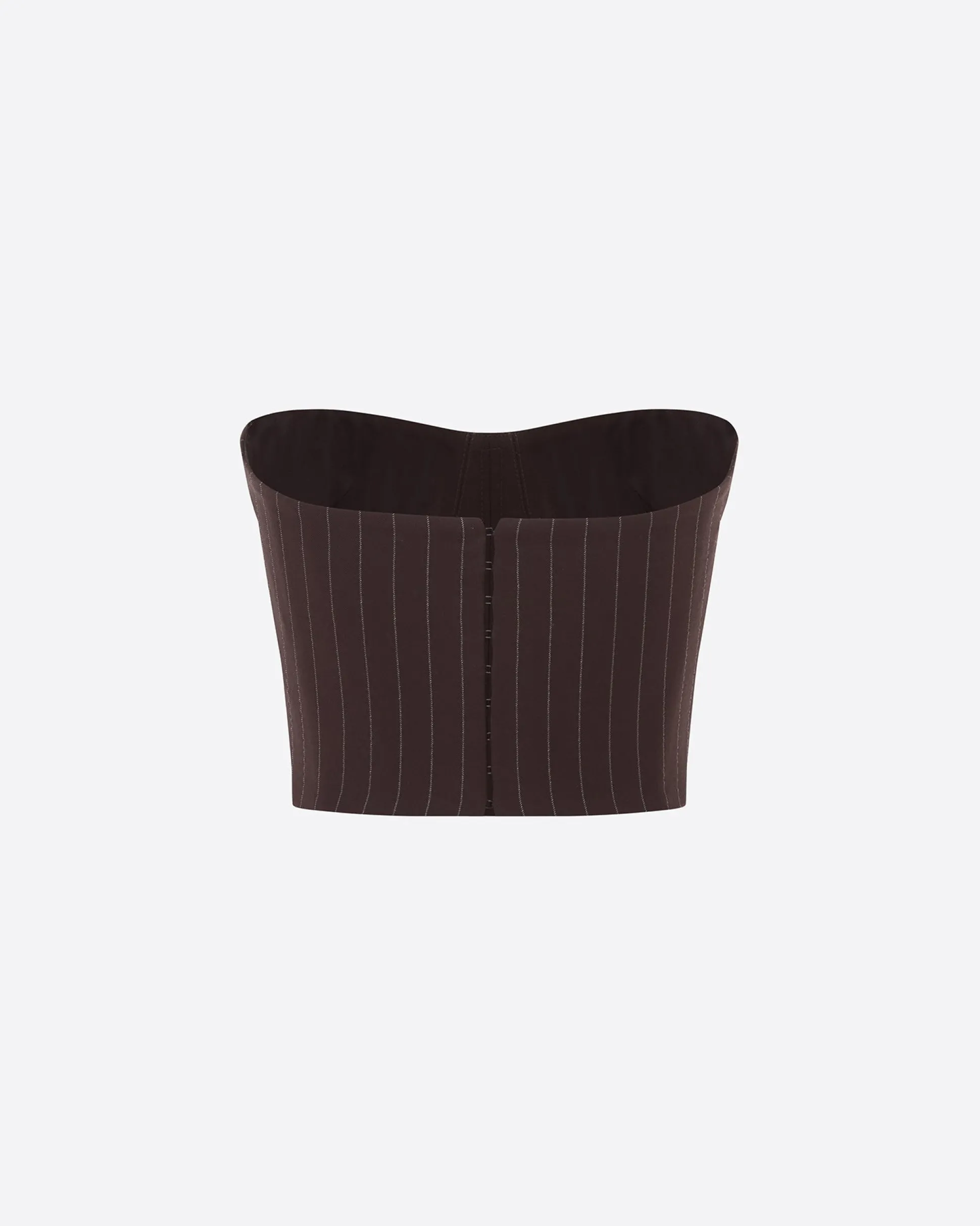 Strapless Crop Top in Lurex Pinstripe